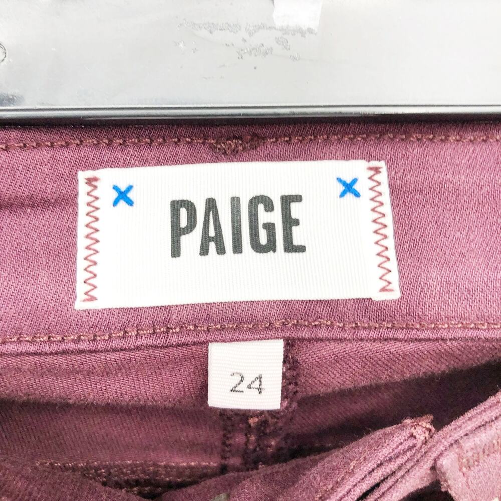 PAIGE Women's Verdugo Ankle Skinny Jeans 24 00 Dark Red Coated Mid Rise NWOT - Picture 9 of 12